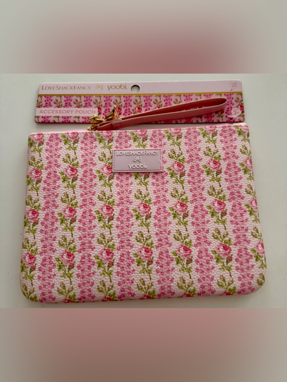 LoveShackFancy x Yoobi Blooming Heirloom Flat Zip Accessory Pouch with Strap